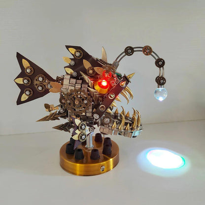 metal anglerfish model kit gear driven sculpture with luminous lure for adult builders collectible model kit, 2026