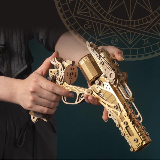 DIY wooden revolver puzzle gold steampunk gun model kit, ornate wood mechanical revolver for adult collectors — TOYGUNS-1 TOYGUNS-2 TOYGUNS-3 TOYGUNS-4 MOOD1-18580911
