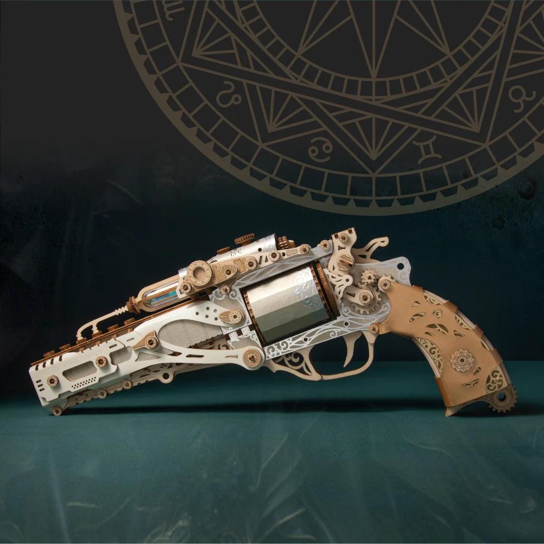 Victorian wooden revolver puzzle ivory white model gun kit, mechanical wood gun display piece collector gift — TOYGUNS-1 TOYGUNS-2 TOYGUNS-3 TOYGUNS-4 MOOD1-18580911