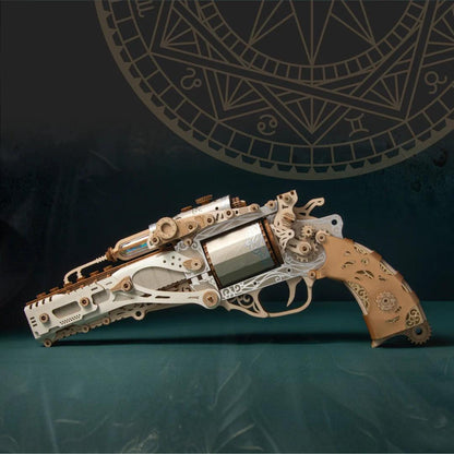 Victorian wooden revolver puzzle ivory white model gun kit, mechanical wood gun display piece collector gift — TOYGUNS-1 TOYGUNS-2 TOYGUNS-3 TOYGUNS-4 MOOD1-18580911