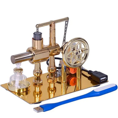 mini stirling engine generator with flywheel and alcohol lamp educational physics model for desk display