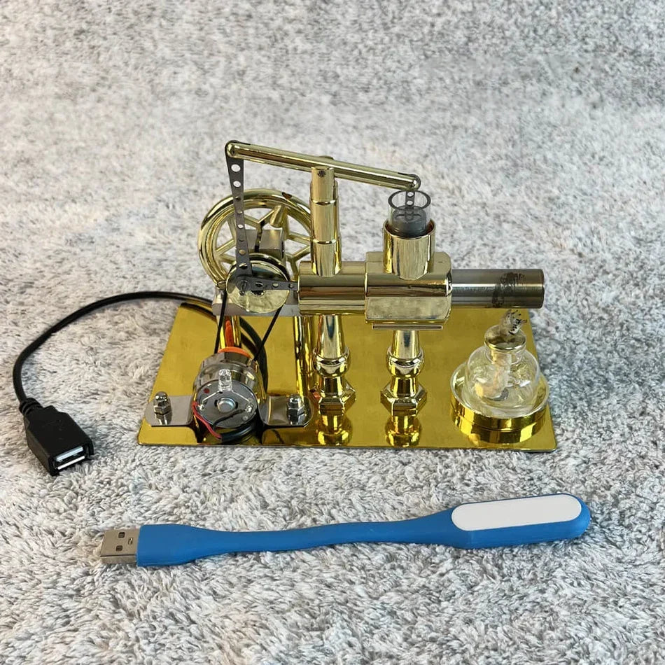 stirling engine model with alcohol lamp and LED lamp included zinc alloy science set gift for students