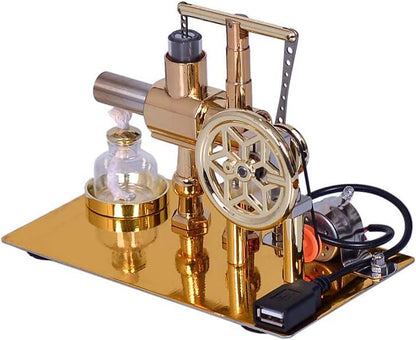 stirling engine with USB output powering an LED lamp educational generator model for physics experiments