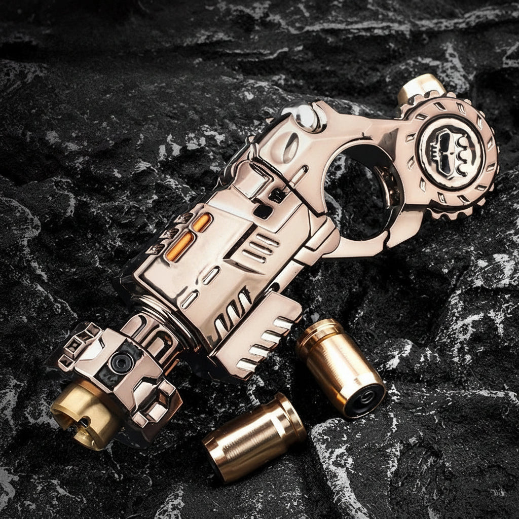 Shell-Ejecting Alloy Toy Pistol Set Stress Relief Fidget Sensory Toy Mini Finger Spinning Top EDC Desk Gadget Gift for Teen Boys Black Multicolor Desert Titanium