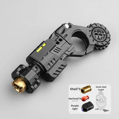 Shell-Ejecting Alloy Toy Pistol Set Stress Relief Fidget Sensory Toy Mini Finger Spinning Top EDC Desk Gadget Gift for Teen Boys Black Multicolor Desert Titanium