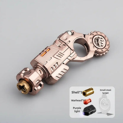 Shell-Ejecting Alloy Toy Pistol Set Stress Relief Fidget Sensory Toy Mini Finger Spinning Top EDC Desk Gadget Gift for Teen Boys Black Multicolor Desert Titanium