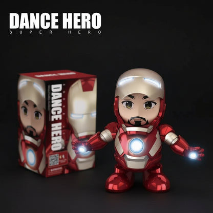Iron Man Red dance hero LED robot action figure dancing toy with music and lights kids superhero gift desk decor