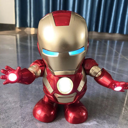 Iron Man Red dance hero LED robot action figure dancing toy with music and lights kids superhero gift desk decor