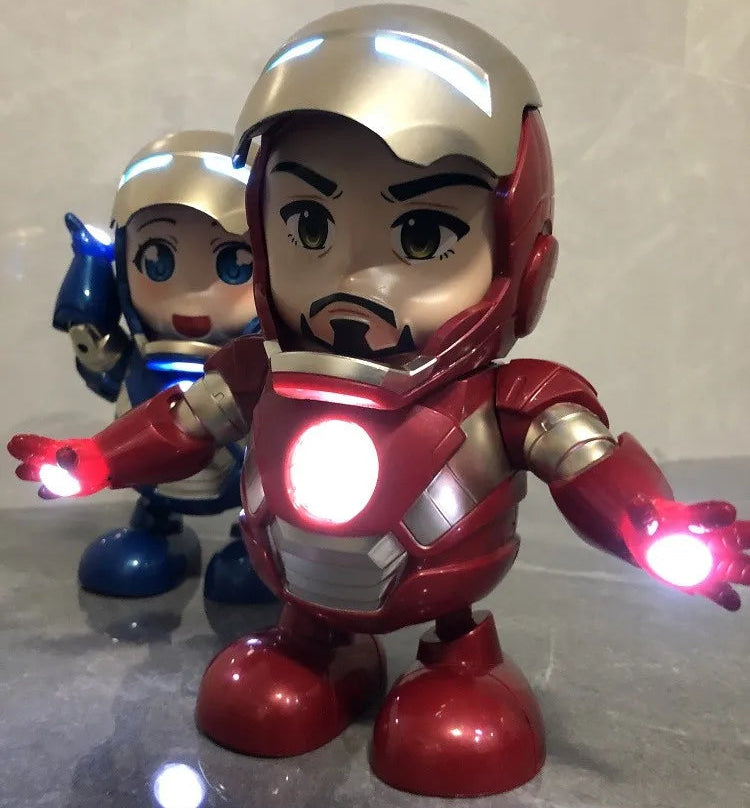 Iron Man Red dance hero LED robot action figure dancing toy with music and lights kids superhero gift desk decor Iron Man Blue