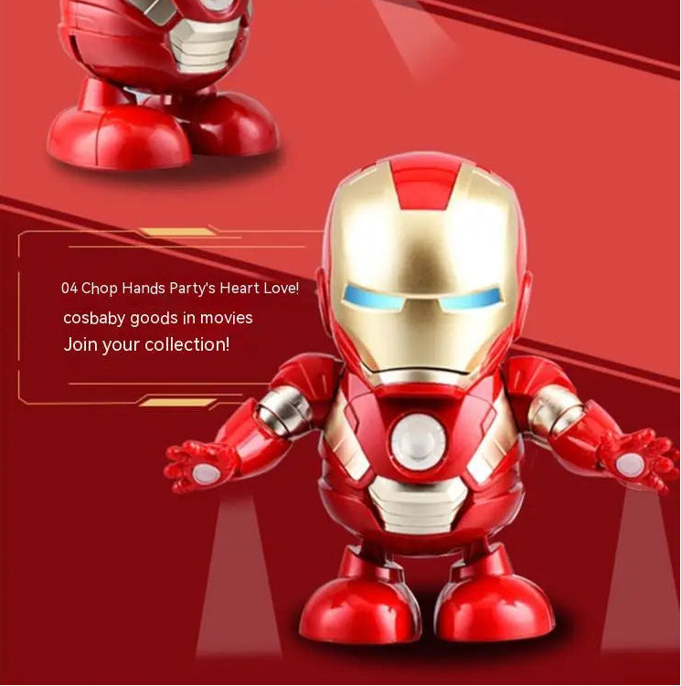 Iron Man Red dance hero LED robot action figure dancing toy with music and lights kids superhero gift desk decor