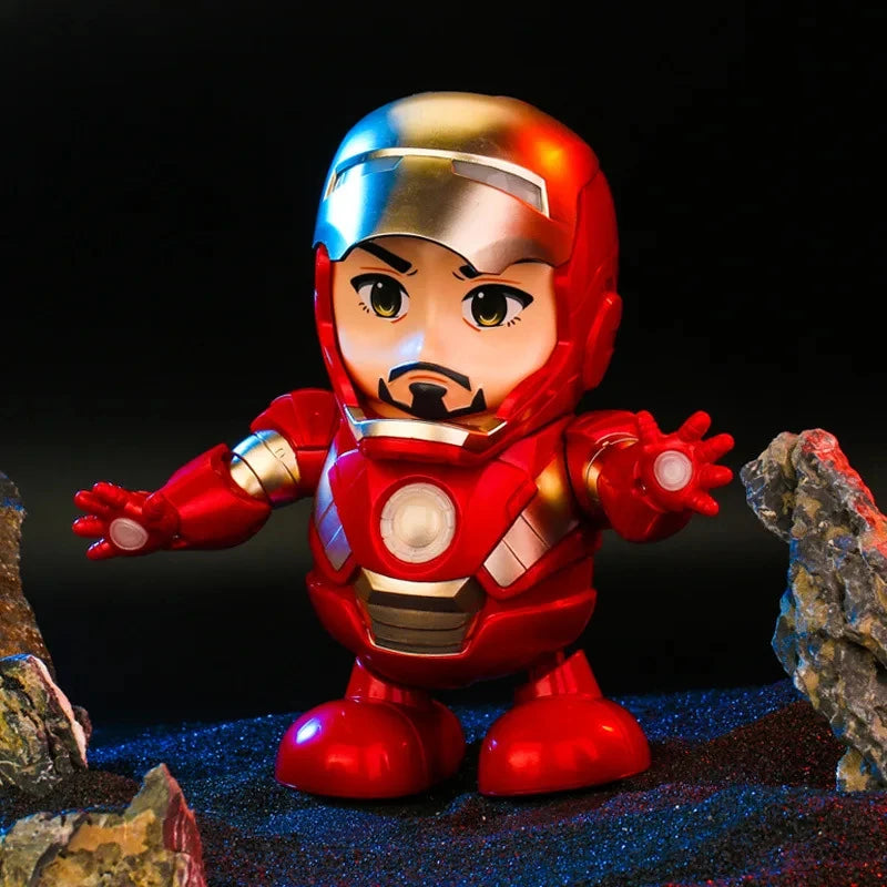 Iron Man Red dance hero LED robot action figure dancing toy with music and lights kids superhero gift desk decor