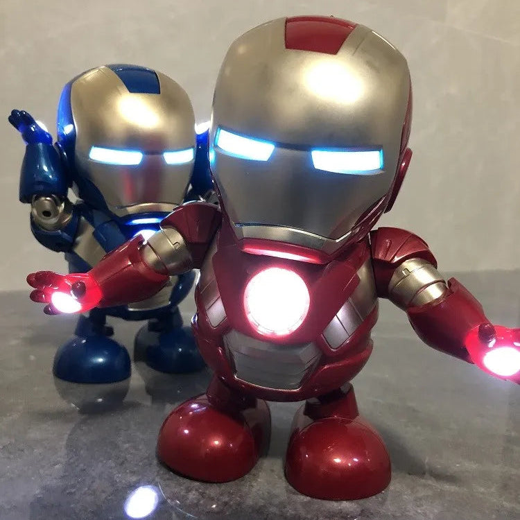 Iron Man Red dance hero LED robot action figure dancing toy with music and lights kids superhero gift desk decor Iron Man Blue