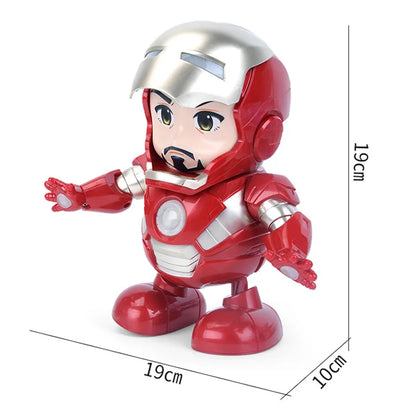 Iron Man Blue Iron Man Red dance hero LED robot action figure dancing toy with music and lights kids superhero gift desk decor