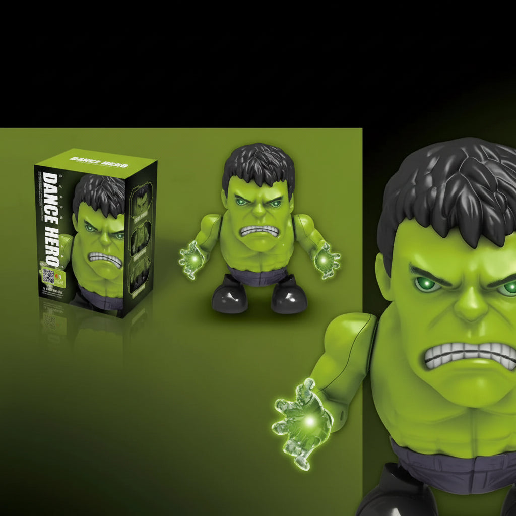 Hulk dance hero LED robot action figure dancing toy with music and lights kids superhero gift desk decor