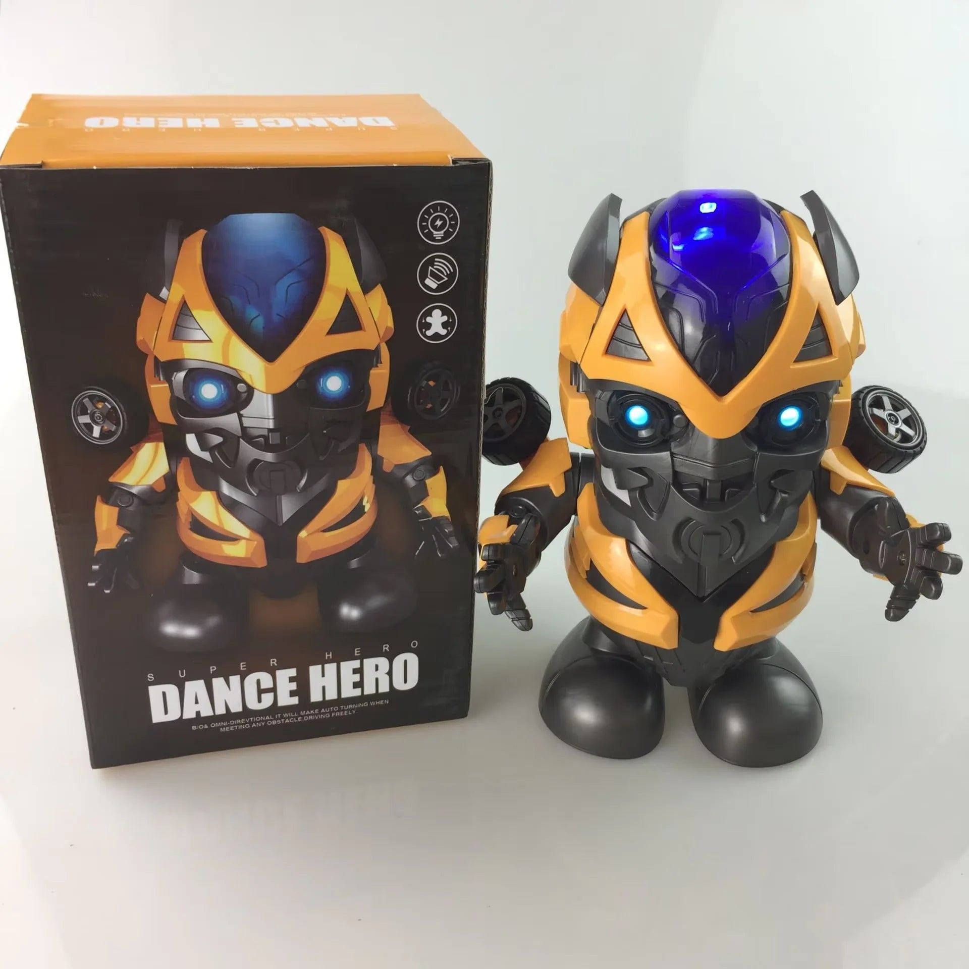 Bumblebee dance hero LED robot action figure dancing toy with music and lights kids superhero gift desk decor