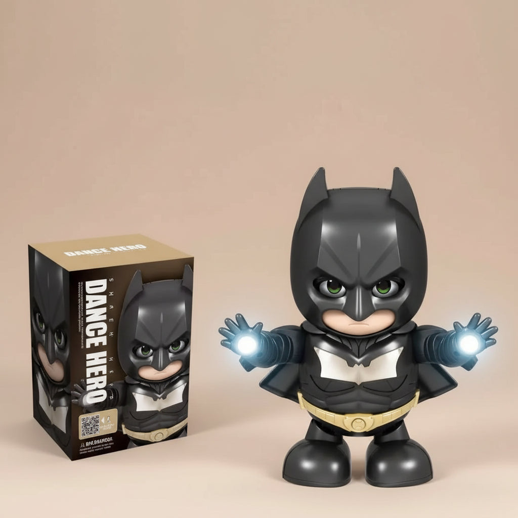 Batman dance hero LED robot action figure dancing toy with music and lights kids superhero gift desk decor