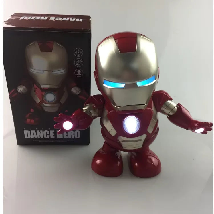 Iron Man Red dance hero LED robot action figure dancing toy with music and lights kids superhero gift desk decor