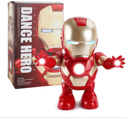 Iron Man Red dance hero LED robot action figure dancing toy with music and lights kids superhero gift desk decor