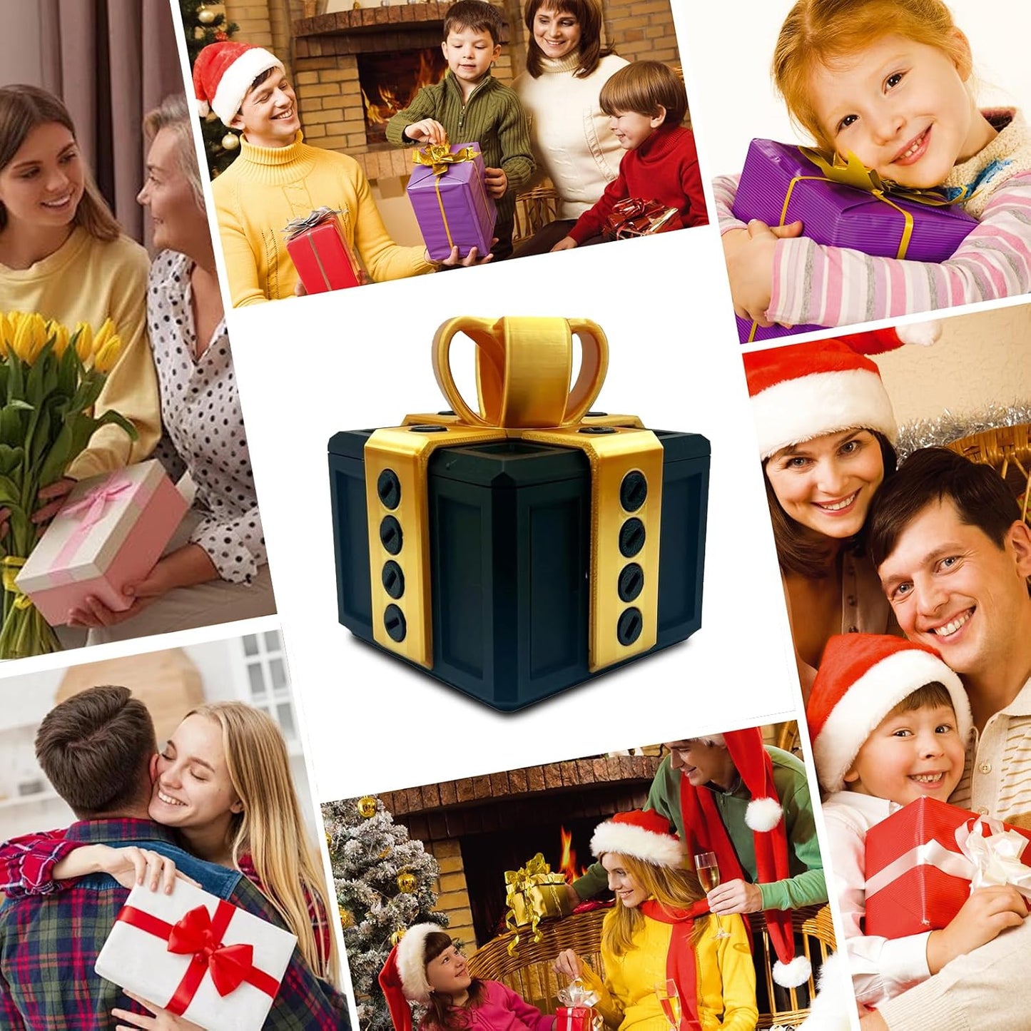 Novelty surprise pop-up gift box with elegant bow and hidden prank mechanism for adults