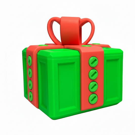 Green and red Novelty surprise pop-up gift box with elegant bow and hidden prank mechanism for adults