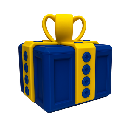 Blue and yellow toy block Novelty surprise pop-up gift box with elegant bow and hidden prank mechanism for adults