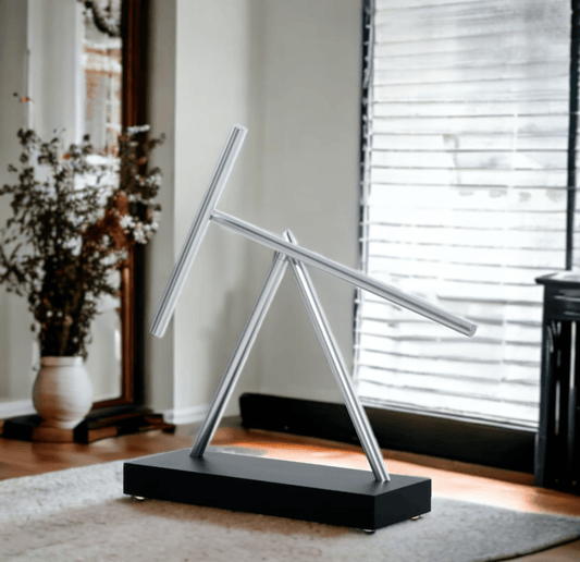 swinging sticks kinetic sculpture iron man 2 living room decor minimalist coffee table metal art husband gift – Black