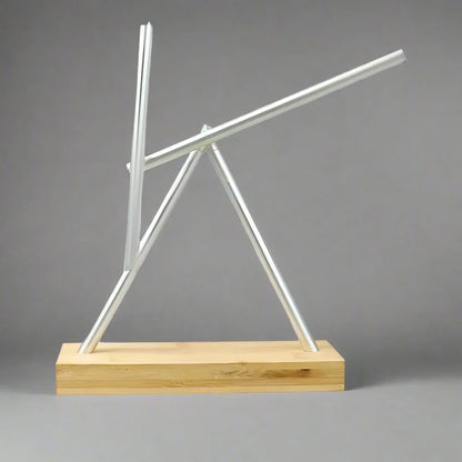 silver kinetic energy sculpture swinging sticks bamboo desk decor scandinavian newton pendulum engineer gift – Silver