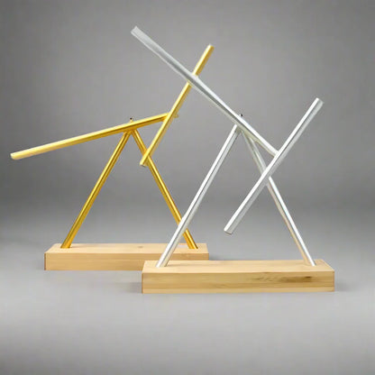 gold silver kinetic sculpture pair swinging sticks bamboo base collector duo perpetual motion desk – Gold, Silver