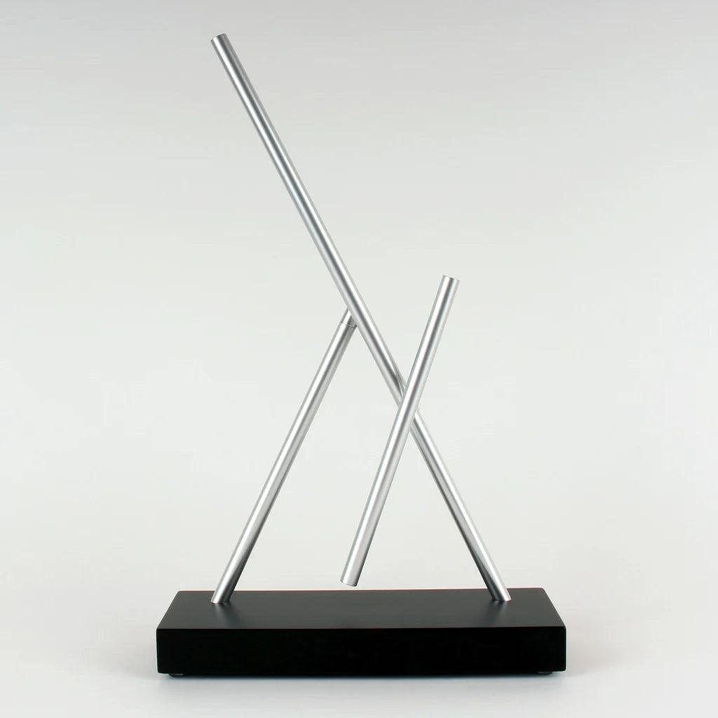 kinetic energy sculpture swinging sticks newton pendulum desk art midcentury modern engineer gift – Black, Gold, Silver