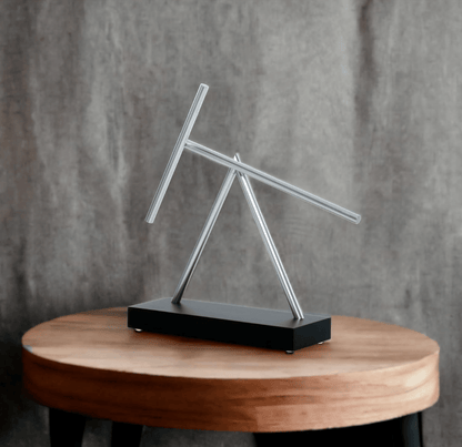 kinetic stress relief desk toy swinging sticks adults momentum sculpture office fidget calming motion gift dad – Black