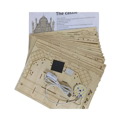 taj mahal 3d wooden puzzle with led lights basswood diy architecture model kit for adults teens and hobby builders