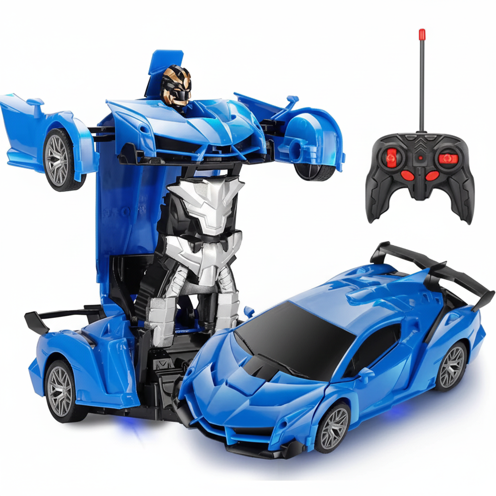 kids transforming robot car remote control toy 2-in-1 vehicle to figure birthday christmas gift boys – Red, Police, Blue, Yellow, Orange, Pink