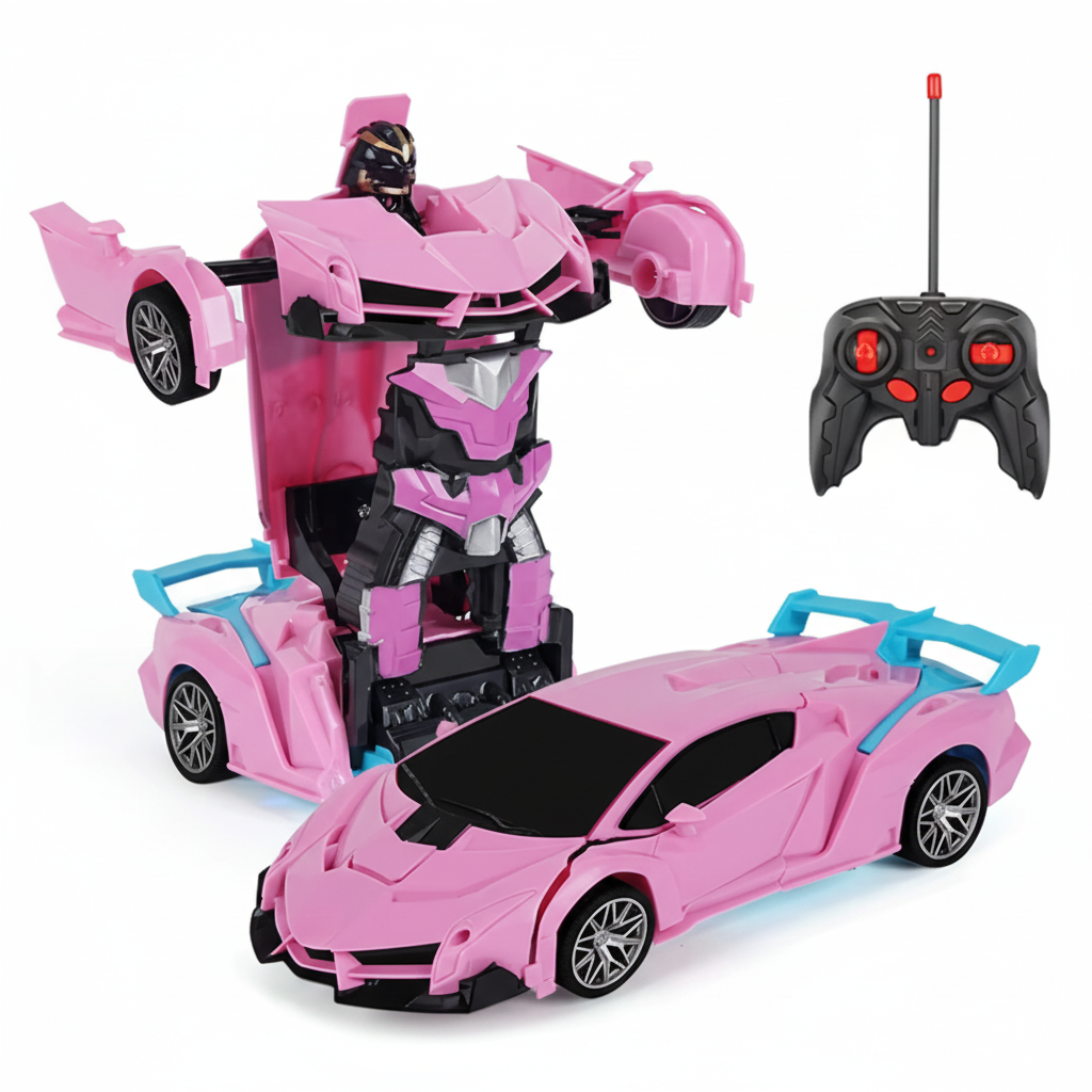 transforming rc car robot 2-in-1 deformation toy with one key transformation led lights remote control – Red, Police, Blue, Yellow, Orange, Pink