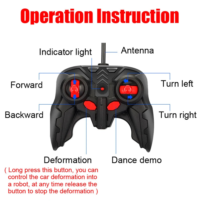 deformation rc toy car with blue led underglow lights drop resistant abs body for indoor outdoor play sessions – Red, Police, Blue, Yellow, Orange, Pink