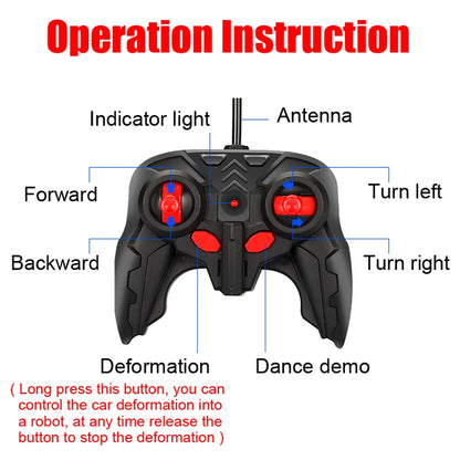 deformation rc toy car with blue led underglow lights drop resistant abs body for indoor outdoor play sessions – Red, Police, Blue, Yellow, Orange, Pink