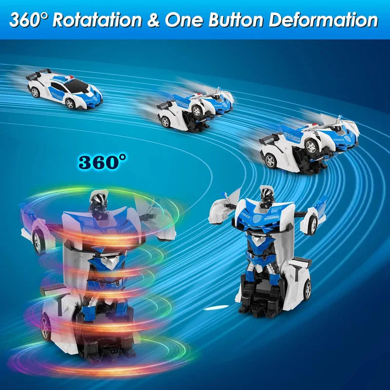 kids transforming robot car remote control toy 2-in-1 vehicle to figure birthday christmas gift boys – Red, Police, Blue, Yellow, Orange, Pink
