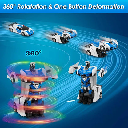 kids transforming robot car remote control toy 2-in-1 vehicle to figure birthday christmas gift boys – Red, Police, Blue, Yellow, Orange, Pink