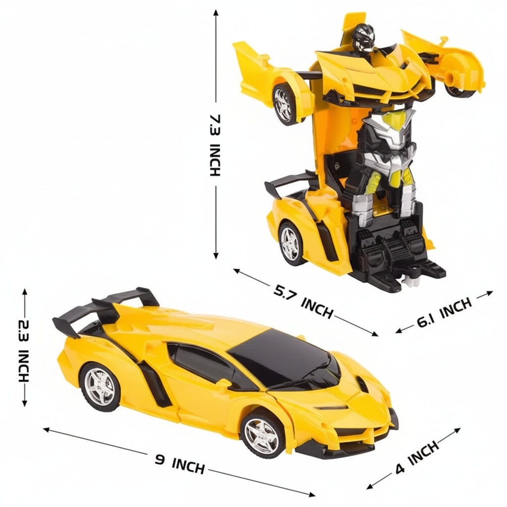 rc transformer car with one button morph robot mode and glowing chassis lights gift for kids age 6 plus boys – Red, Police, Blue, Yellow, Orange, Pink