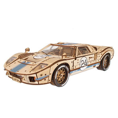 ugt-24 endurance racer wooden model kit assembled, le mans style race car built from 970 plywood parts