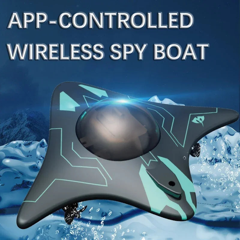 underwater drone app-controlled wireless RC spy boat manta-ray hull WiFi FPV camera pond pool kids toy gift