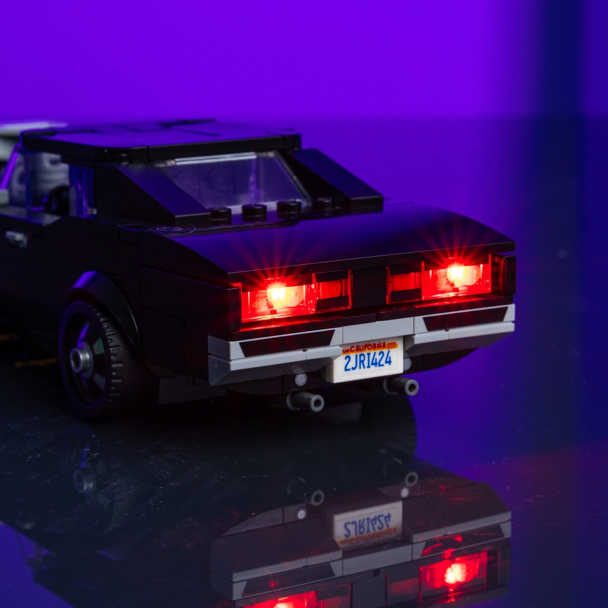 Vehicle LEGO LED upgrade pack with multiple coordinated kits for vehicle build collection display