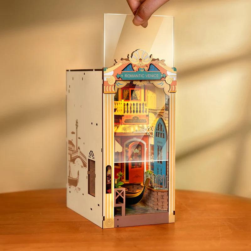 book nook kit for adults venice canal scene with bridge and cobbled street laser cut craft build wooden model kit