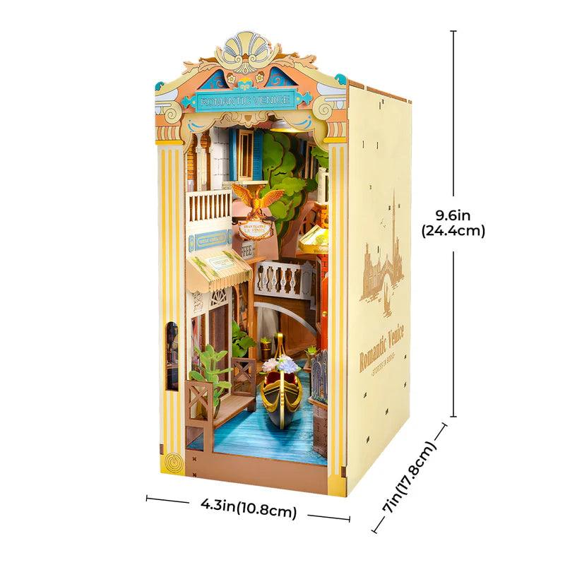 venice canal book nook miniature diorama between books shelf craft gift idea for her birthday wooden model kit
