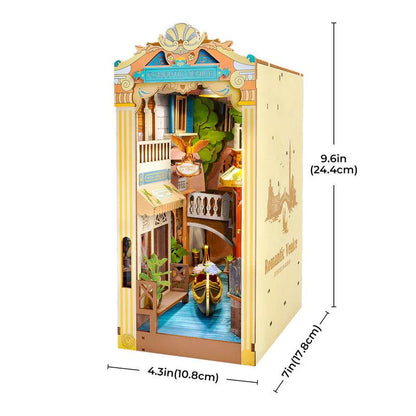 venice canal book nook miniature diorama between books shelf craft gift idea for her birthday wooden model kit