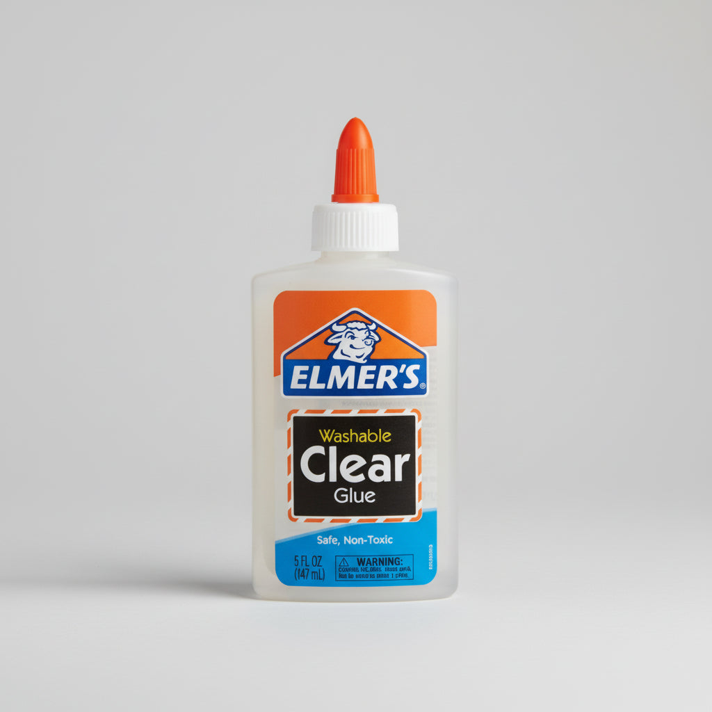 Elmer's clear glue bottle with orange cap on a white background ELMERS-1 ELMERS-2 ELMERS-3 ELMERS-4