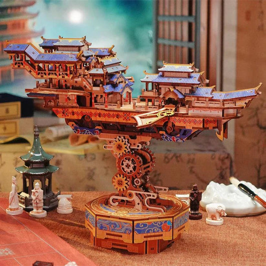 wind voyager pavilion airship puzzle eastern flying palace cascading rooftops adult model kit gift for puzzle enthusiasts – Wind Voyager, Sailing In Fog