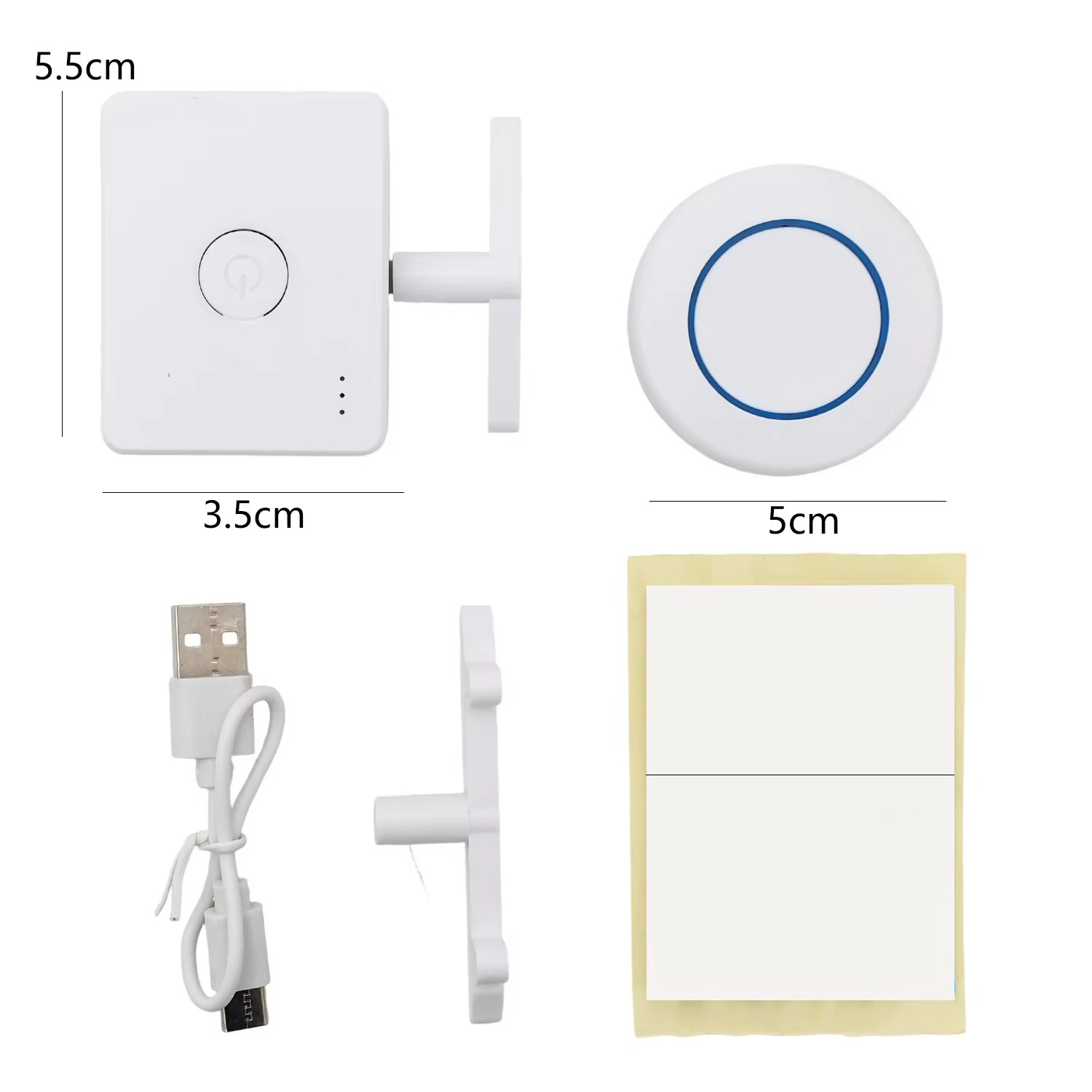 wireless switch pusher robot kit contents main unit round disc RF remote 5cm USB cable adhesive bedroom gadget – Round Disc Remote