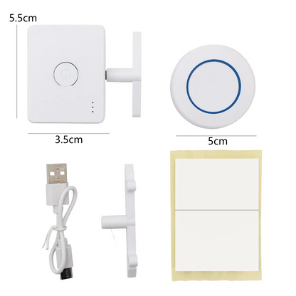 wireless switch pusher robot kit contents main unit round disc RF remote 5cm USB cable adhesive bedroom gadget – Round Disc Remote