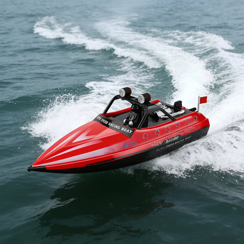 WL917 RC jet racing speedboat 16 km/h top speed water lifestyle action shot 2.4 GHz remote control boat for kids adults