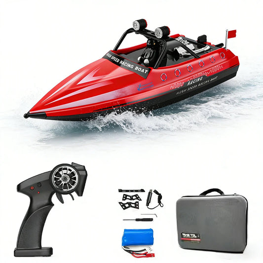 WL917 RC jet boat with pistol-grip 2.4 GHz controller battery pack USB charger and hard carrying case kit accessories
